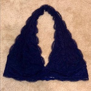 NWOT navy lace halter bralette